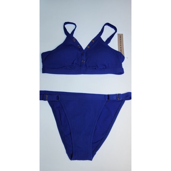 ROBIN PICCONE Other - Robin Piccone Bikini Swim Top M Color Blue Bottom Mid Rise Solid Sz M#17